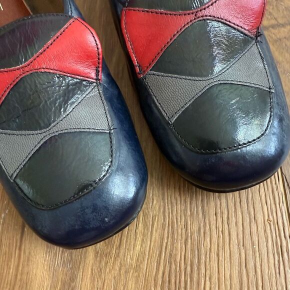 Vintage 60s 70s Imperial Block 2.5” Heel Shoes Navy Blue Black Red Grey 7 - Picture 6 of 11